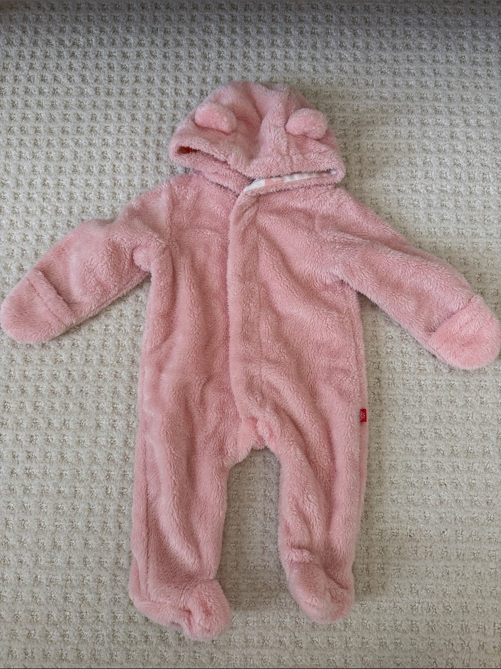 Baby Pink Plush Magnetic Me Hooded One-Piece with Ears